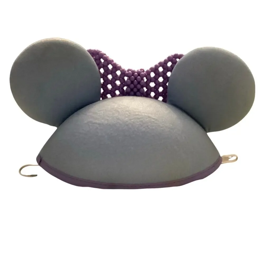 NWT Disney Parks Minnie Mouse Beaded Purple Bow n Blue Yellow Ear Hat